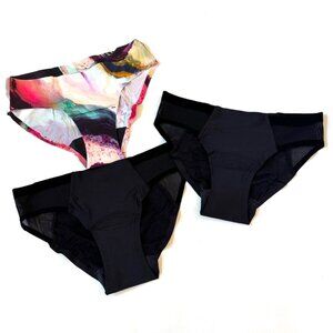 Knix Lot of 3 Womens S Leakproof Mesh Bikini Underwear Ultrathin Black Period
